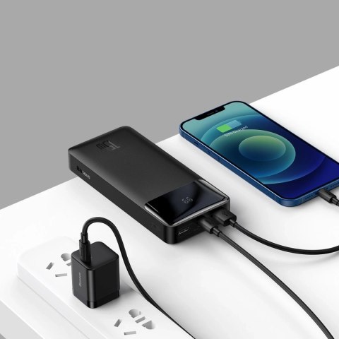 Baseus Bipow powerbank z szybkim ładowaniem 20000mAh 15W biały (Overseas Edition) + kabel USB-A - Micro USB 0.25m czarny (PPBD05