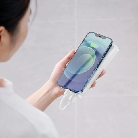 Baseus Bipow powerbank z szybkim ładowaniem 20000mAh 15W biały (Overseas Edition) + kabel USB-A - Micro USB 0.25m czarny (PPBD05