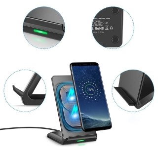 Choetech bezprzewodowa ładowarka Qi 10W stojak na telefon + kabel USB - micro USB czarny (T524-S)
