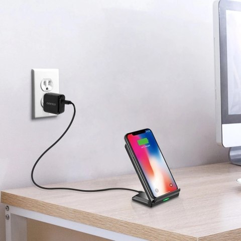 Choetech bezprzewodowa ładowarka Qi 10W stojak na telefon + kabel USB - micro USB czarny (T524-S)