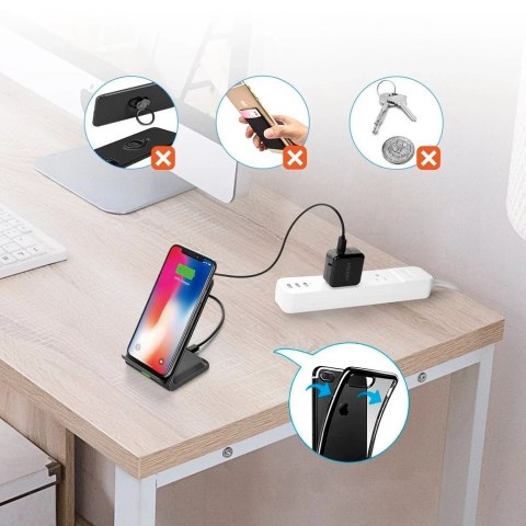 Choetech bezprzewodowa ładowarka Qi 10W stojak na telefon + kabel USB - micro USB czarny (T524-S)