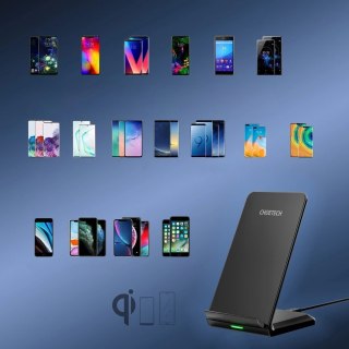Choetech dwucewkowa szybka ładowarka bezprzewodowa stojak 15W czarna + kabel micro USB 1,2m (T524-F)