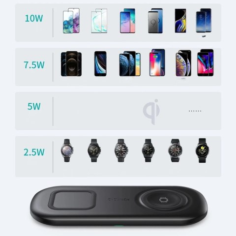 Choetech ładowarka bezprzewodowa Qi 10W do telefonu i Samsung Galaxy Watch czarny (T570-S)