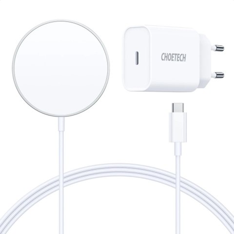 Choetech ładowarka indukcyjna MagSafe + adapter PD5005 biały (T517-F)