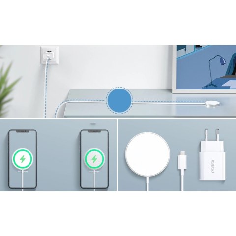 Choetech ładowarka indukcyjna MagSafe + adapter PD5005 biały (T517-F)