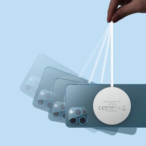 Choetech magnetyczna ładowarka bezprzewodowa Qi 15W (kompatybilna z MagSafe) biały (T517-F) + stojak uchwyt srebrny