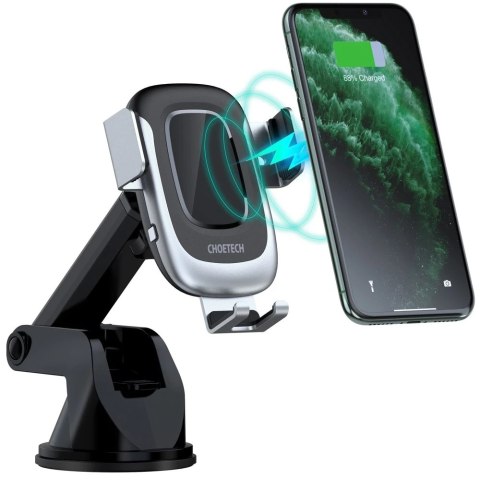 Choetech samochodowa ładowarka bezprzewodowa Qi 15W uchwyt samochodowy 3w1 na szybę deskę kratkę czarny (T542-S)