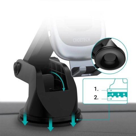 Choetech samochodowa ładowarka bezprzewodowa Qi 15W uchwyt samochodowy 3w1 na szybę deskę kratkę czarny (T542-S)