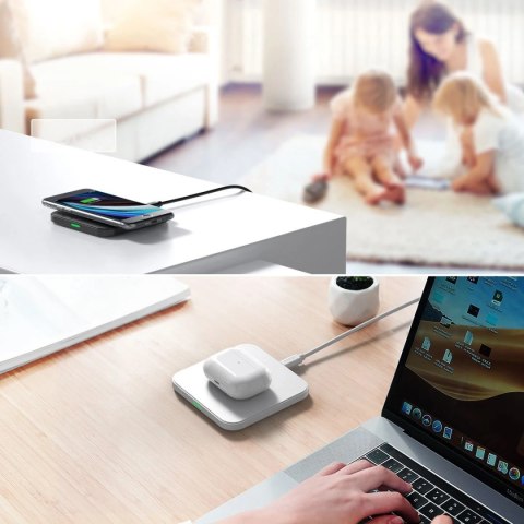 Choetech zestaw 2x bezprzewodowa ładowarka Qi 10W (2 kolory, czarny i biały) + kable USB 1,2m (T511-S black/white)