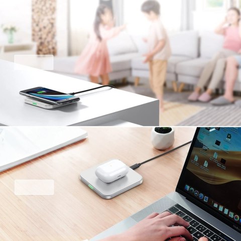 Choetech zestaw 2x bezprzewodowa ładowarka Qi 10W (2 kolory, czarny i biały) + kable USB 1,2m (T511-S black/white)