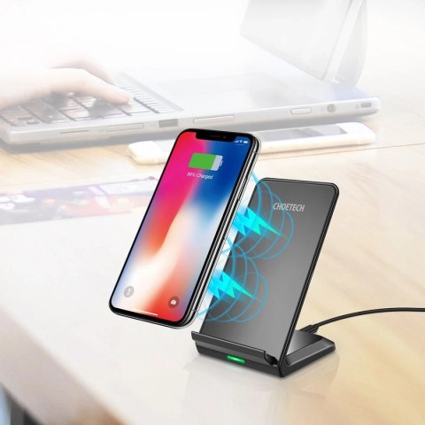 Choetech zestaw bezprzewodowa ładowarka Qi 10W stojak na telefon czarny (T524-S) + ładowarka bezprzewodowa Qi 10W do telefonu sł