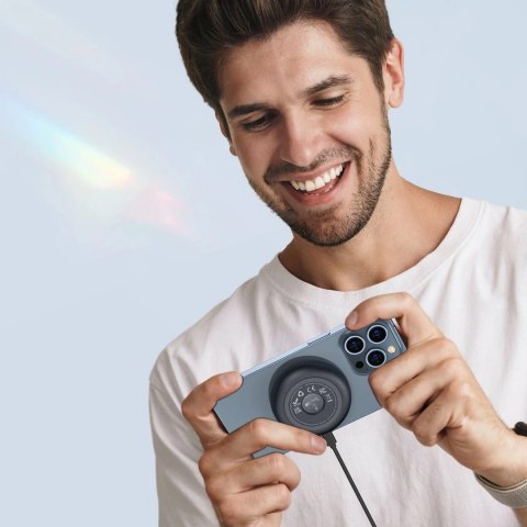 Duzzona MagSafe ładowarka bezprzewodowa Qi 15W z uchwytem szary (W3)