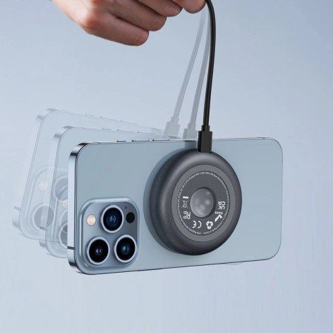 Duzzona MagSafe ładowarka bezprzewodowa Qi 15W z uchwytem szary (W3)