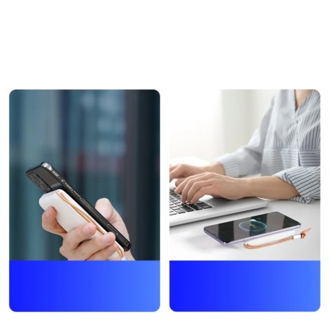 Duzzona magnetyczny powerbank 10000 mAh z funkcją ładowania bezprzewodowego (MagSafe, Qi) USB-A / USB-C 22,5W biały (W5)