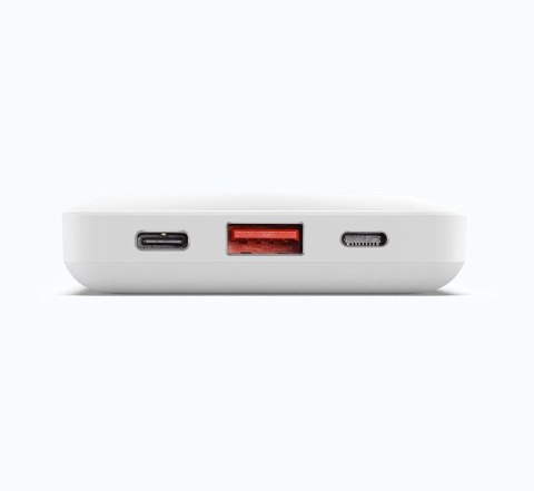 Duzzona magnetyczny powerbank 10000 mAh z funkcją ładowania bezprzewodowego (MagSafe, Qi) USB-A / USB-C 22,5W biały (W5)