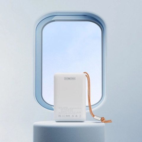 Duzzona magnetyczny powerbank 10000 mAh z funkcją ładowania bezprzewodowego (MagSafe, Qi) USB-A / USB-C 22,5W biały (W5)