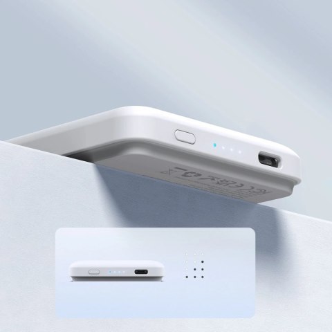 Duzzona magnetyczny powerbank 5000 mAh z funkcją ładowania bezprzewodowego (MagSafe, Qi) USB-C 20W biały (W4)