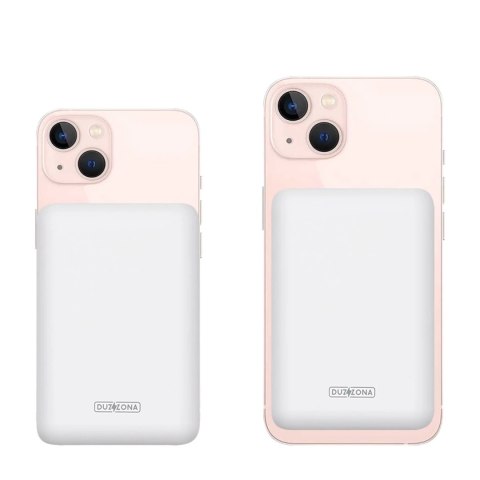 Duzzona magnetyczny powerbank 5000 mAh z funkcją ładowania bezprzewodowego (MagSafe, Qi) USB-C 20W biały (W4)