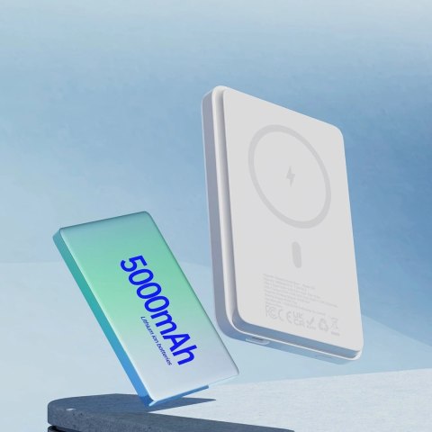 Duzzona magnetyczny powerbank 5000 mAh z funkcją ładowania bezprzewodowego (MagSafe, Qi) USB-C 20W biały (W4)