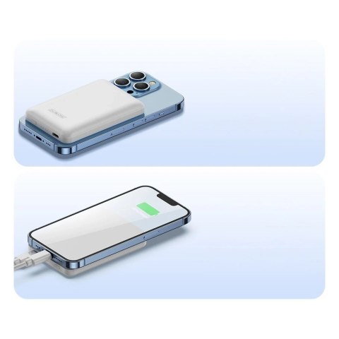 Duzzona magnetyczny powerbank 5000 mAh z funkcją ładowania bezprzewodowego (MagSafe, Qi) USB-C 20W biały (W4)