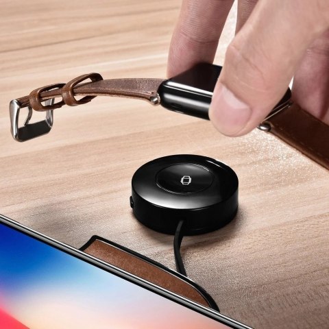 ICarer 2w1 skórzana bezprzewodowa ładowarka Qi 10W do telefonu i Apple Watch brązowy (IWXC005-BN)