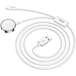 Joyroom 2w1 bezprzewodowa ładowarka Qi do Apple Watch / kabel USB - Lightning 1,5 m biały (S-IW002S)