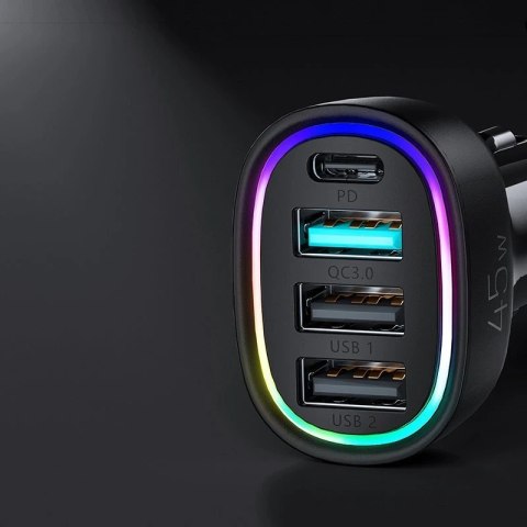 Joyroom 4-portowa ładowarka samochodowa 45W czarny (JR-CL09)