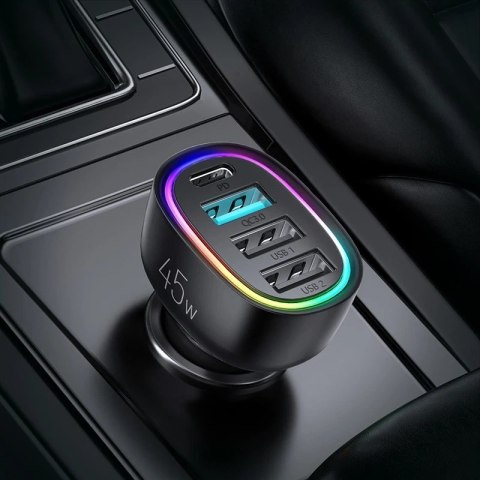 Joyroom 4-portowa ładowarka samochodowa 45W czarny (JR-CL09)