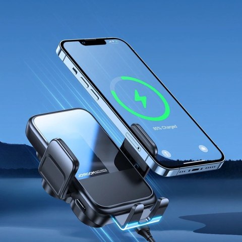 Joyroom automatyczny uchwyt samochodowy ładowarka indukcyjna 15W Qi na szybę kokpit deskę czarny (JR-ZS298 dash)