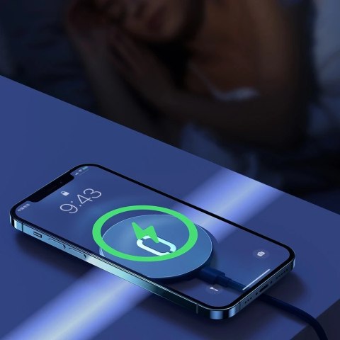 Joyroom bezprzewodowa ładowarka Qi 15 W do iPhone (kompatybilna z MagSafe) + kabel USB Typ C niebieski (JR-A28)