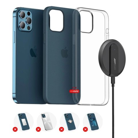 Joyroom bezprzewodowa ładowarka Qi 15 W do iPhone (kompatybilna z MagSafe) + kabel USB Typ C niebieski (JR-A28)