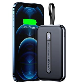 Joyroom powerbank z wbudowanym kablem Lightning 20W 10000mAh PD QC3.0 czarny (JR-L001-lightning)