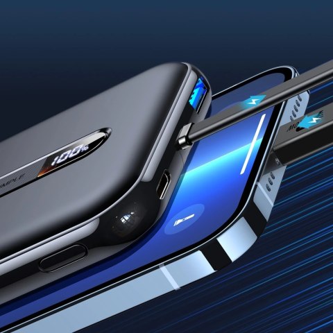 Joyroom powerbank z wbudowanym kablem Lightning 20W 10000mAh PD QC3.0 czarny (JR-L001-lightning)