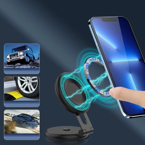 Kingxbar PQY magnetyczny uchwyt stojak do smartfona MagSafe czarny (T1)