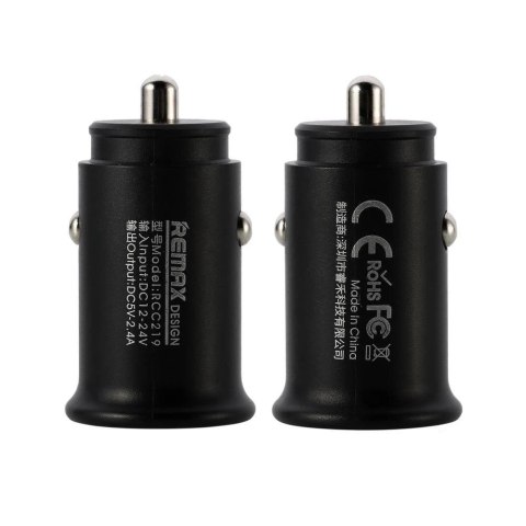 Remax Roki Series Car Charger RCC219 mini ładowarka samochodowa 2x USB 2.4A czarny