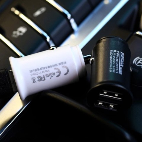 Remax Roki Series Car Charger RCC219 mini ładowarka samochodowa 2x USB 2.4A czarny