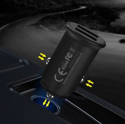 Remax Roki Series Car Charger RCC219 mini ładowarka samochodowa 2x USB 2.4A czarny