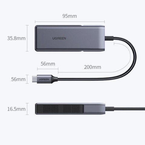 Ugreen adapter przejściówka USB Typ C (męski) - Ethernet RJ-45 (żeński) 5Gbps czarny (CM312)
