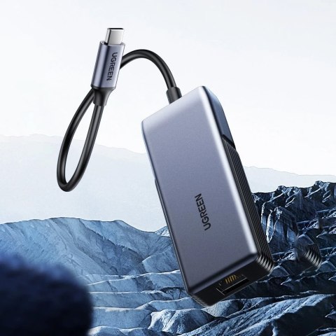 Ugreen adapter przejściówka USB Typ C (męski) - Ethernet RJ-45 (żeński) 5Gbps czarny (CM312)