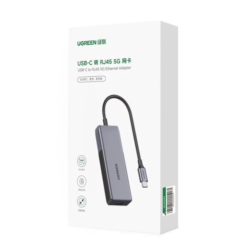 Ugreen adapter przejściówka USB Typ C (męski) - Ethernet RJ-45 (żeński) 5Gbps czarny (CM312)