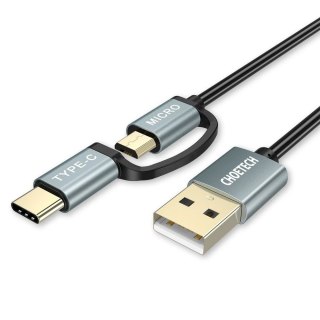Choetech 2w1 kabel przewód USB - USB Typ C / micro USB 1,2m czarny (XAC-0012-101BK)