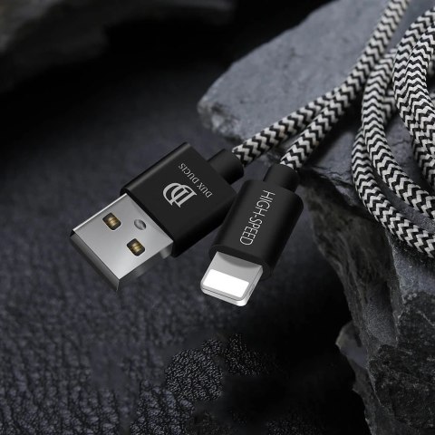 Dux Ducis K-ONE Series nylonowy kabel przewód USB / Lightning 2.1A 2M czarny