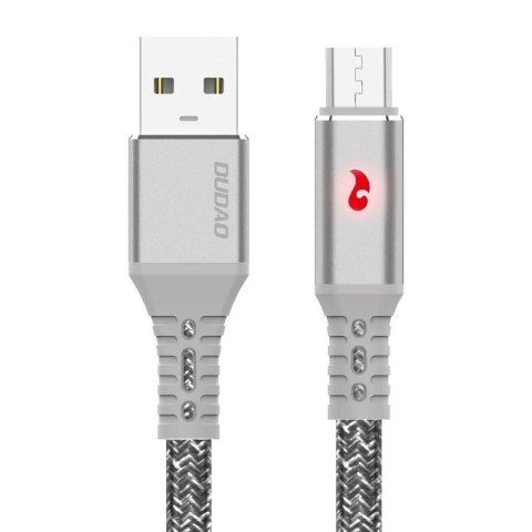 Dudao kabel przewód USB - micro USB 1 m 3 A z diodą LED szary (L7xM Micro)