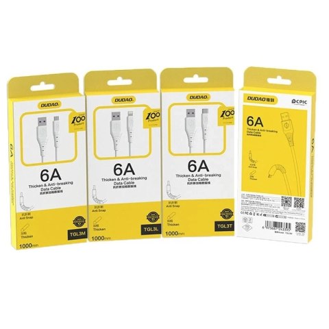Dudao kabel przewód USB - micro USB 6A 1 m biały (TGL3M)