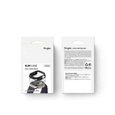 Etui ochronne Ringke Slim 2-Pac do Apple Watch Ultra (49mm) Clear & Matte Black