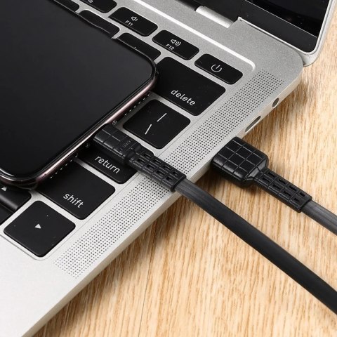 Remax Armor Series płaski kabel przewód USB / Lightning 5V 2.4A czarny (RC-116i)
