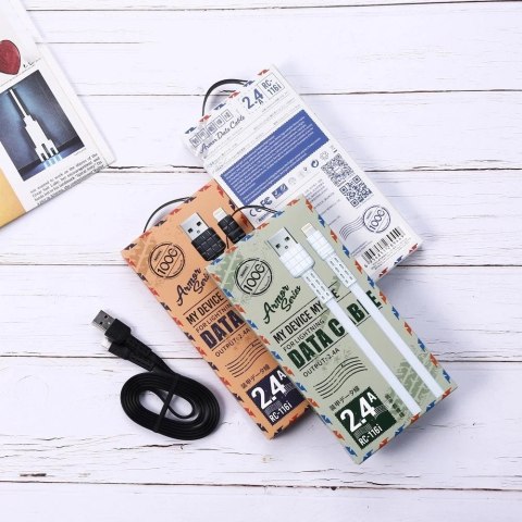 Remax Armor Series płaski kabel przewód USB / Lightning 5V 2.4A niebieski (RC-116i)