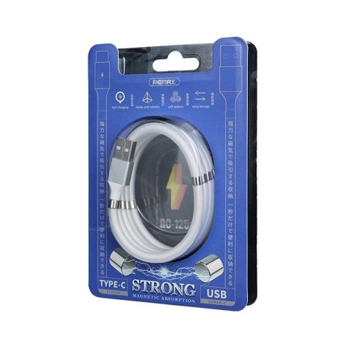 Remax samoorganizujący magnetyczny kabel przewód USB - USB Typ C 2,1 A 1 m biały (RC-125a white)