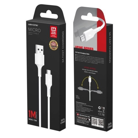 WK Design YouPin kabel przewód USB - micro USB 3A 1m biały (WDC-136m)