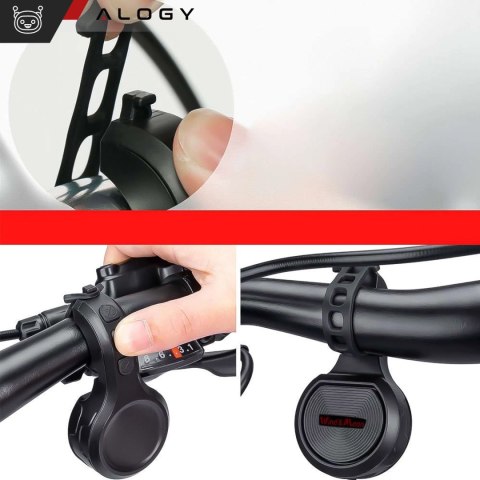 Dzwonek elektryczny 2w1 alarm rowerowy Alogy Waterproof Electric Bell na rower wodoodporny czarny